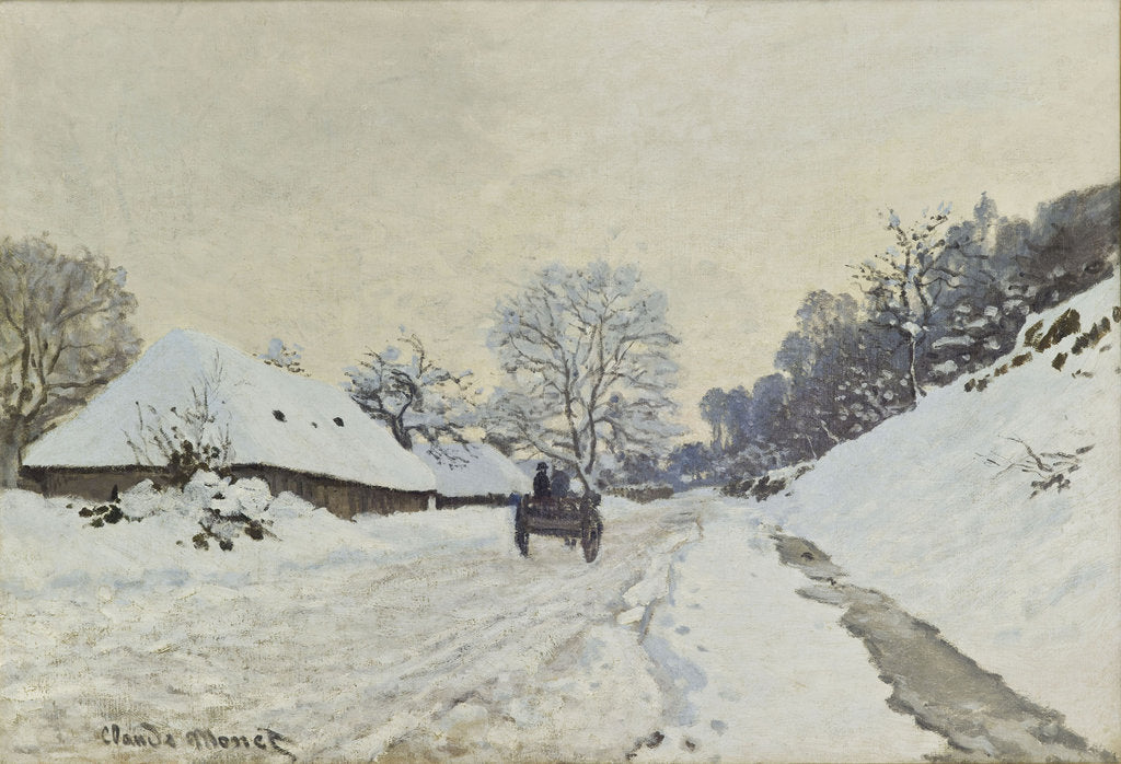 Detail of The Cart. Snow-covered road at Honfleur by Anonymous