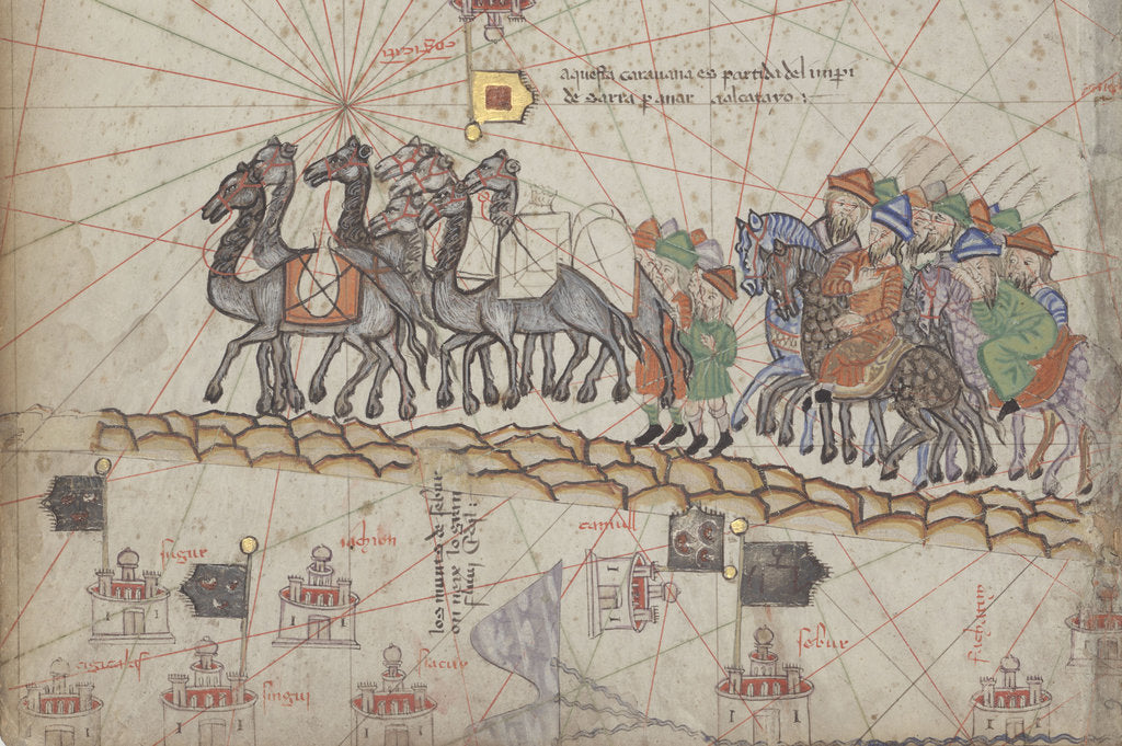Detail of Caravan on the Silk Road. Detail from the Catalan Atlas by Anonymous