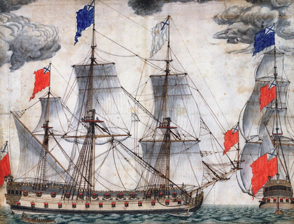 Detail of Flagship Goto Predestinatsia (The Providence of God) built by Peter the Great at Voronezh, 1700 by Anonymous