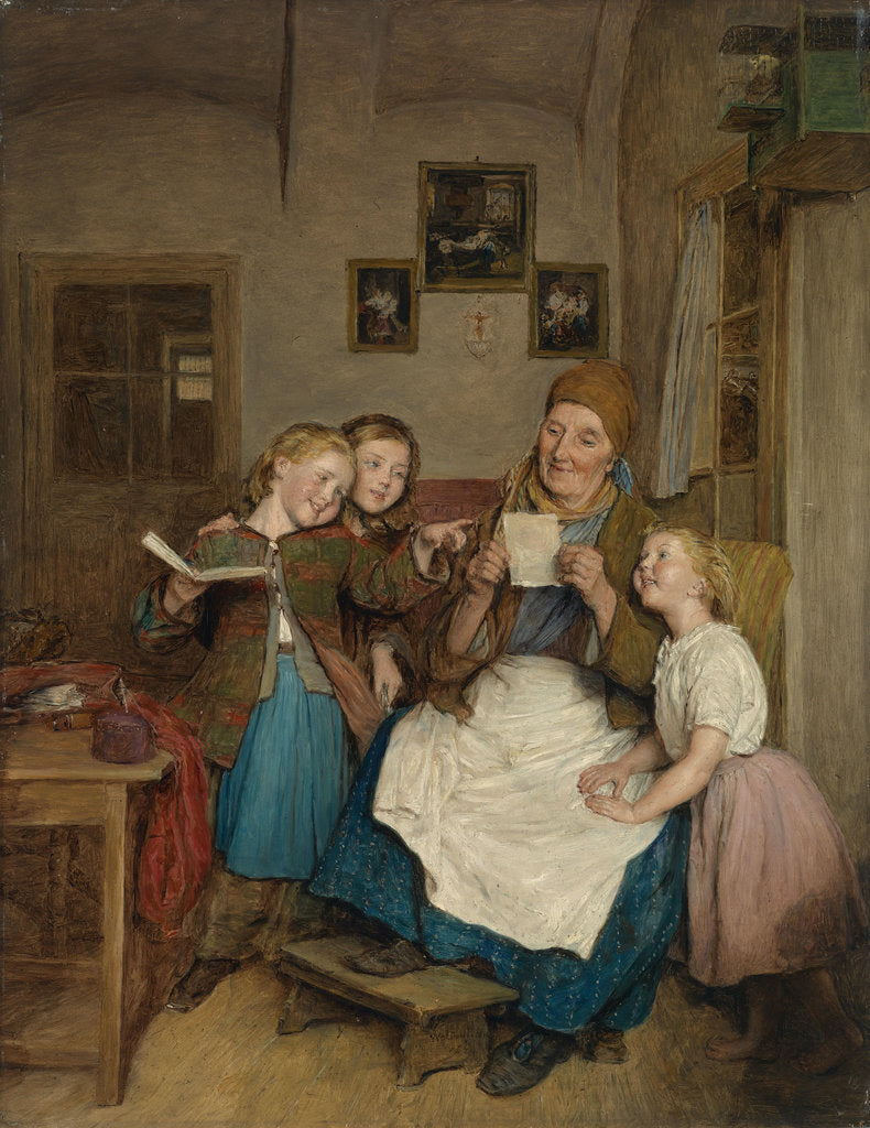 Detail of Grandmother with three grandchildren by Anonymous