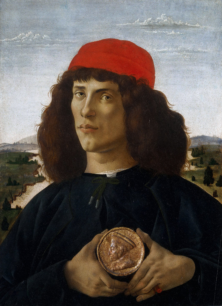 Detail of Portrait of a Man with a Medal of Cosimo the Elder by Anonymous
