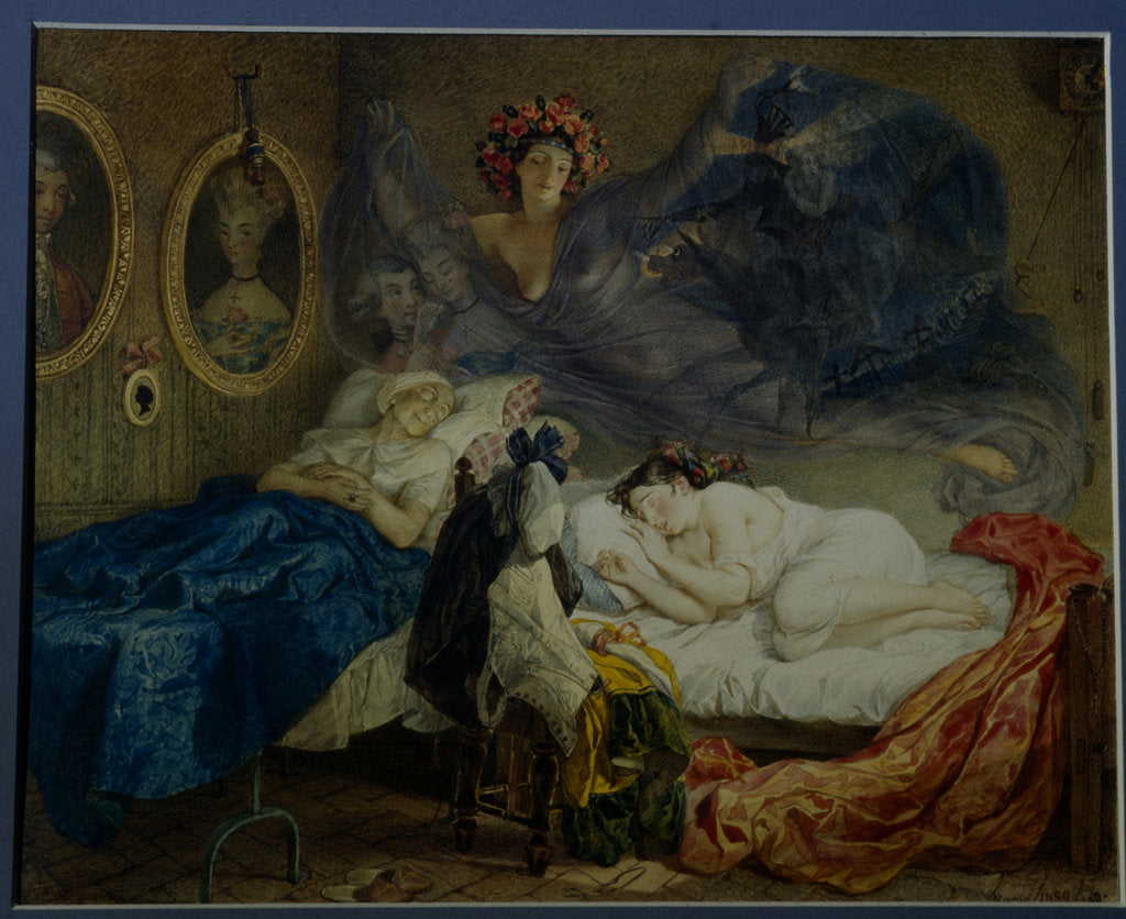 Detail of Dreams of grandmother and granddaughter by Anonymous