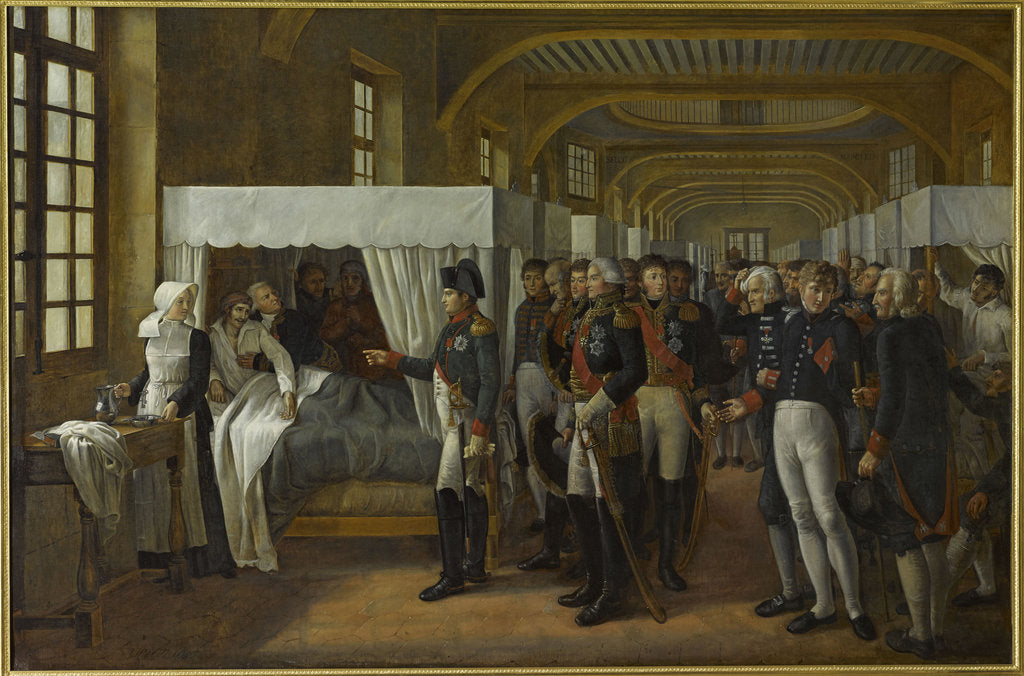 Detail of Napoleon I visiting the infirmary of Les Invalides, February 11, 1808 by Anonymous