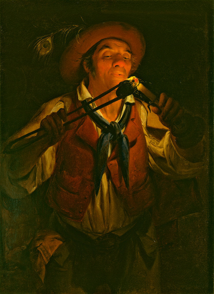 Detail of Farmer Lighting a Candle with a Burning Stick by Anonymous