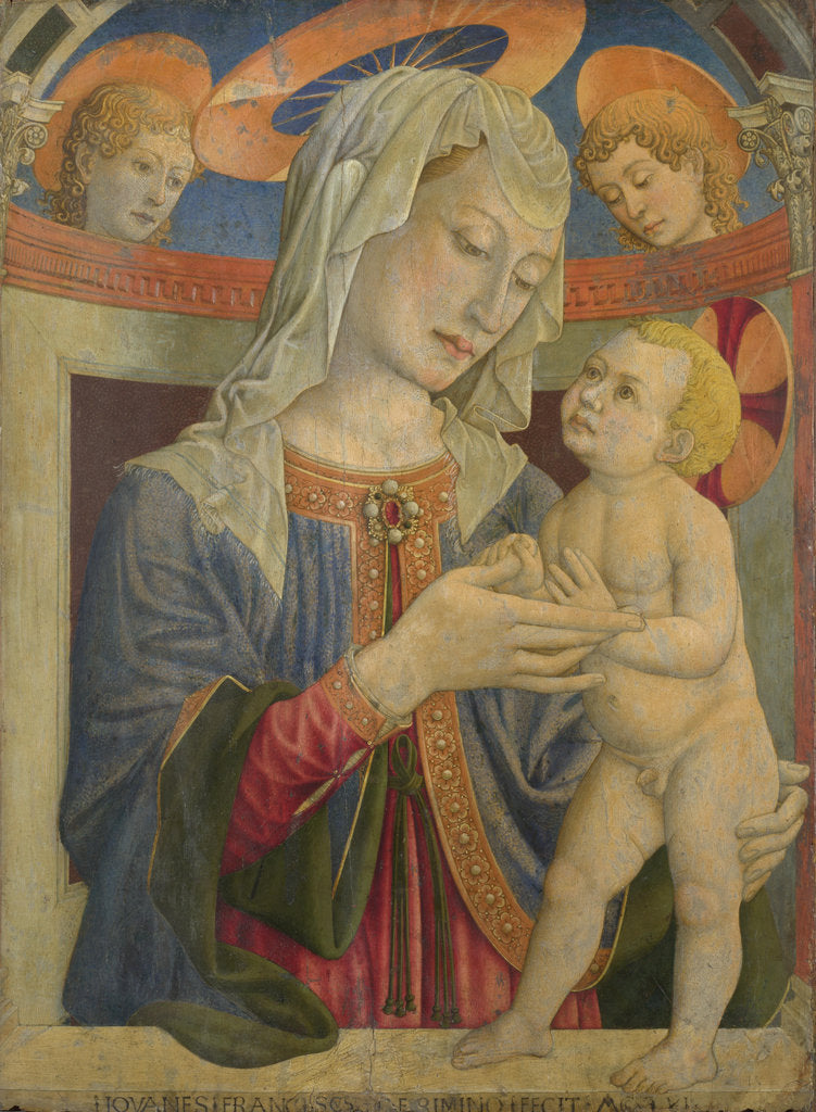 Detail of The Virgin and Child with Two Angels by Anonymous
