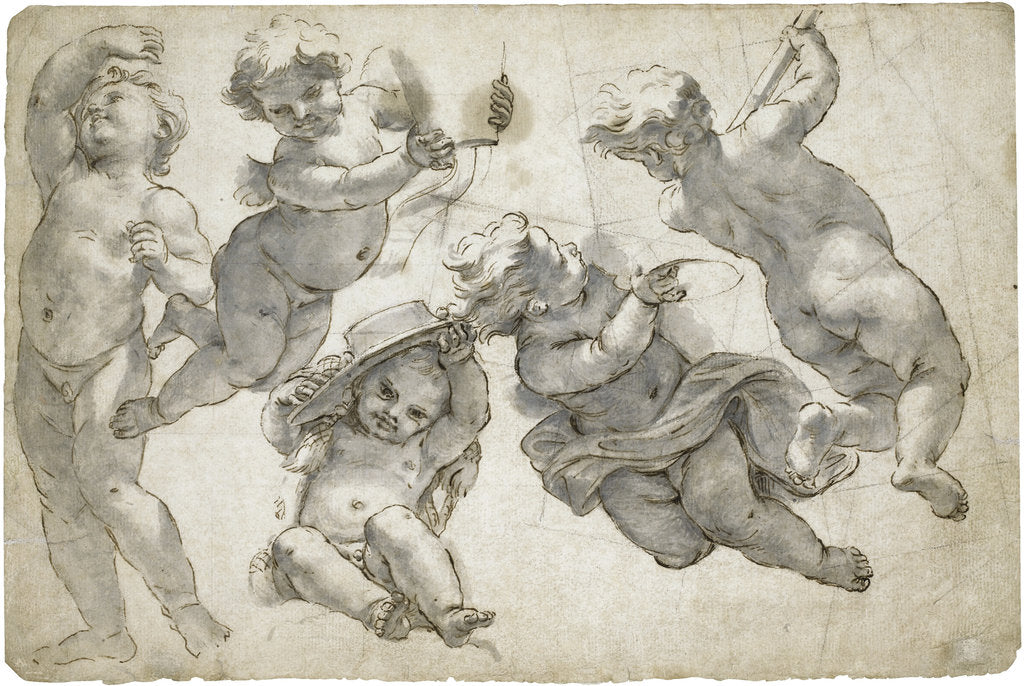 Detail of Five flying putti by Anonymous