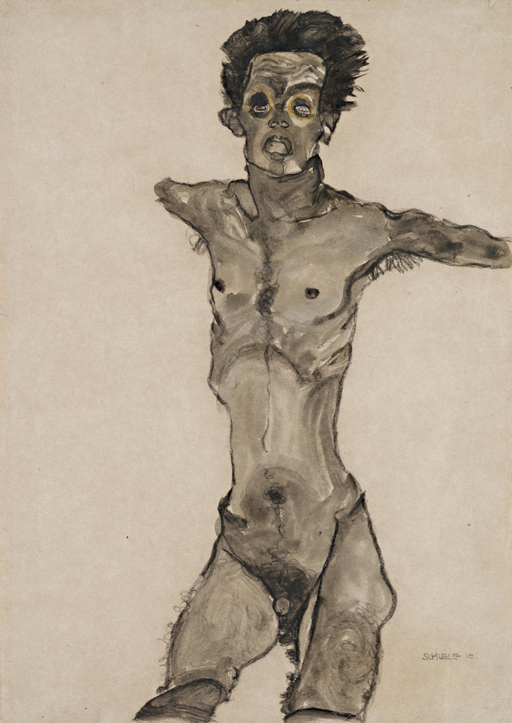 Detail of Nude Self-Portrait in Gray with Open Mouth by Anonymous