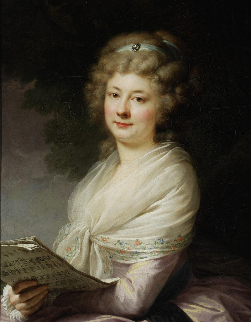 Detail of Portrait of Urszula Dembinska, née Morsztyn with music scores by Anonymous