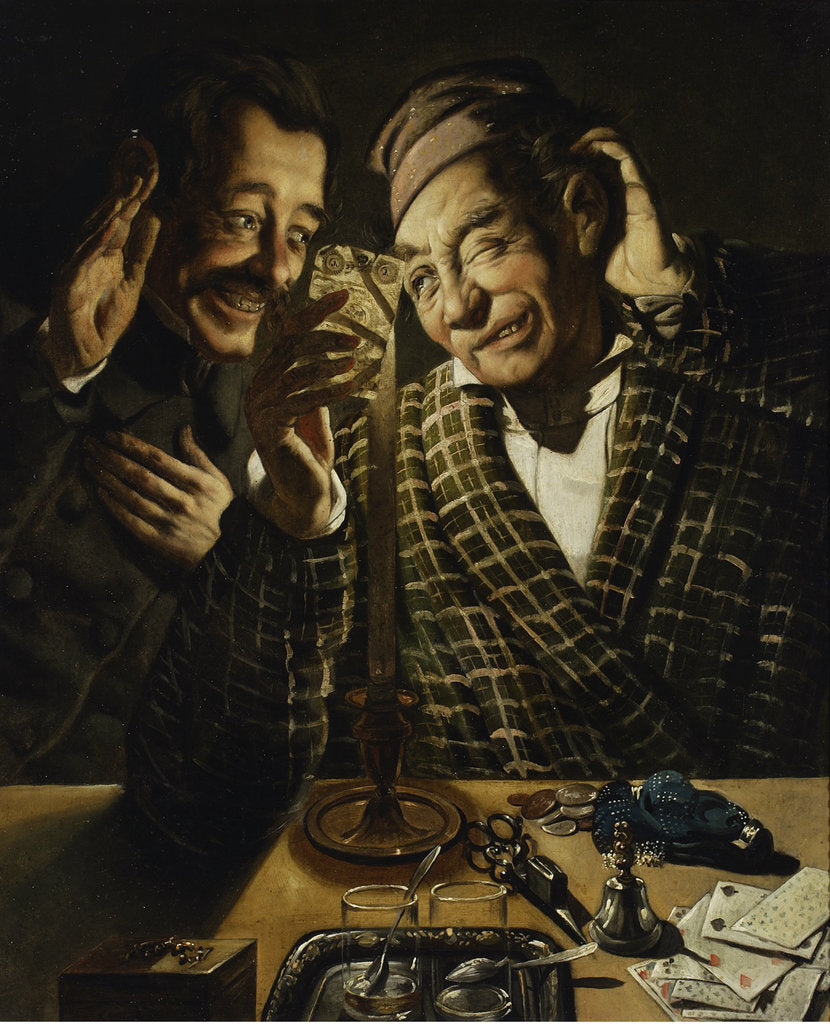 Detail of Gamblers by candlelight by Anonymous