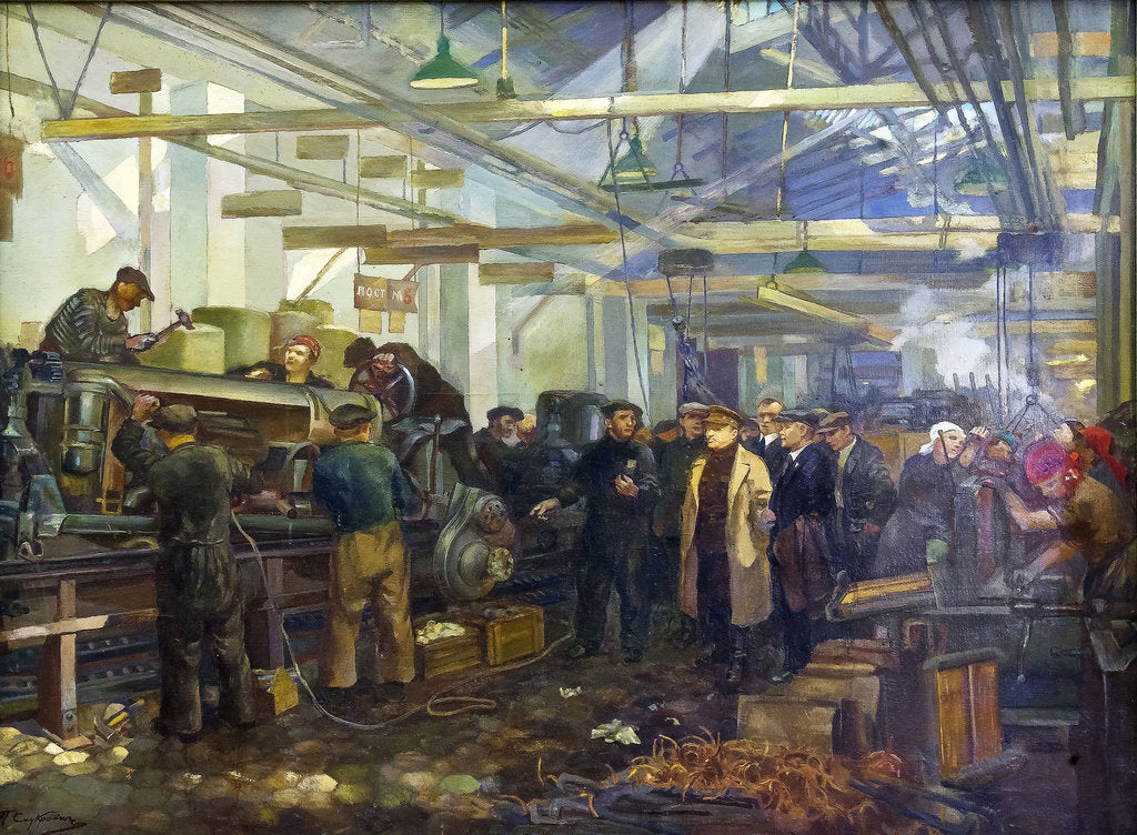 Detail of Kirov visiting the Putilov factory by Anonymous