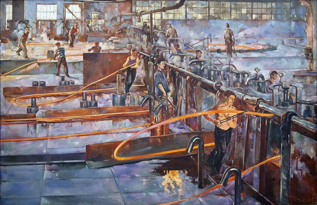 Detail of The hot rolling workshop of the Red Nail Makers Factory in Leningrad by Anonymous