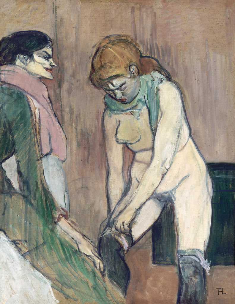 Detail of Woman Pulling up her Stockings by Anonymous