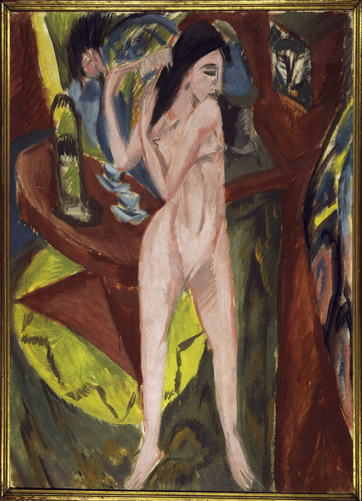 Detail of Nude from the Back with Mirror and Man by Anonymous