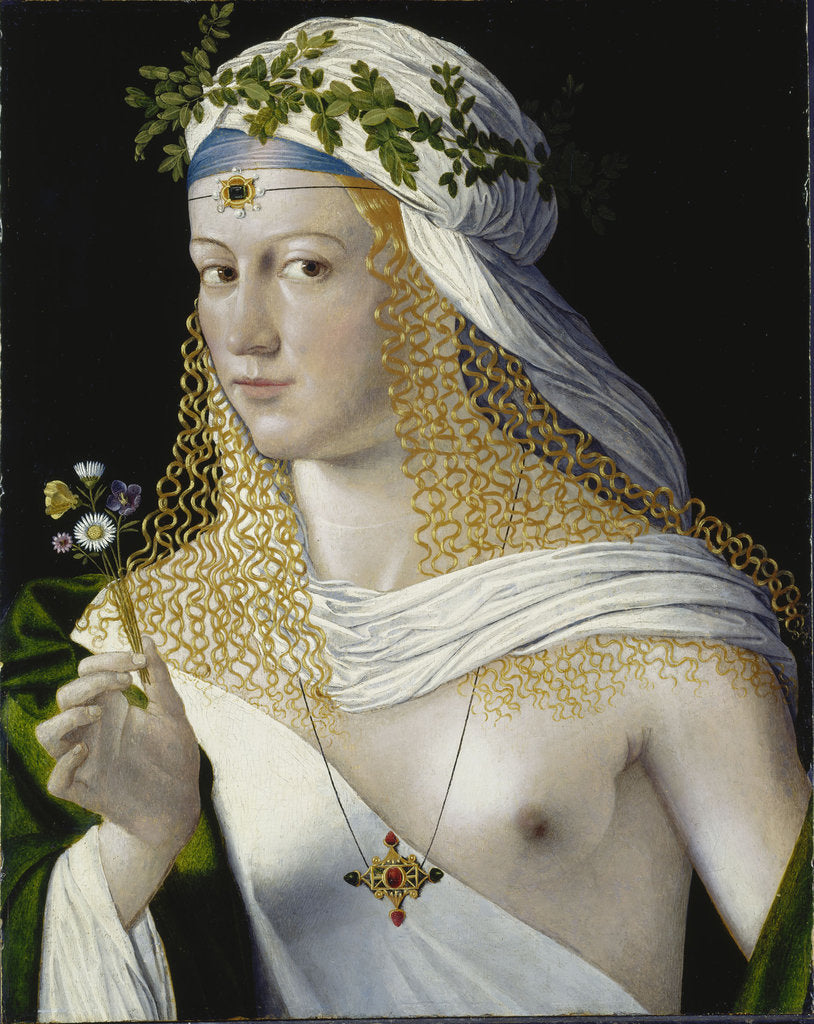 Detail of Idealized Portrait of a Courtesan as Flora by Anonymous
