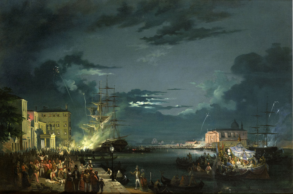 Detail of Nocturne with the Festa del Redentore by Anonymous