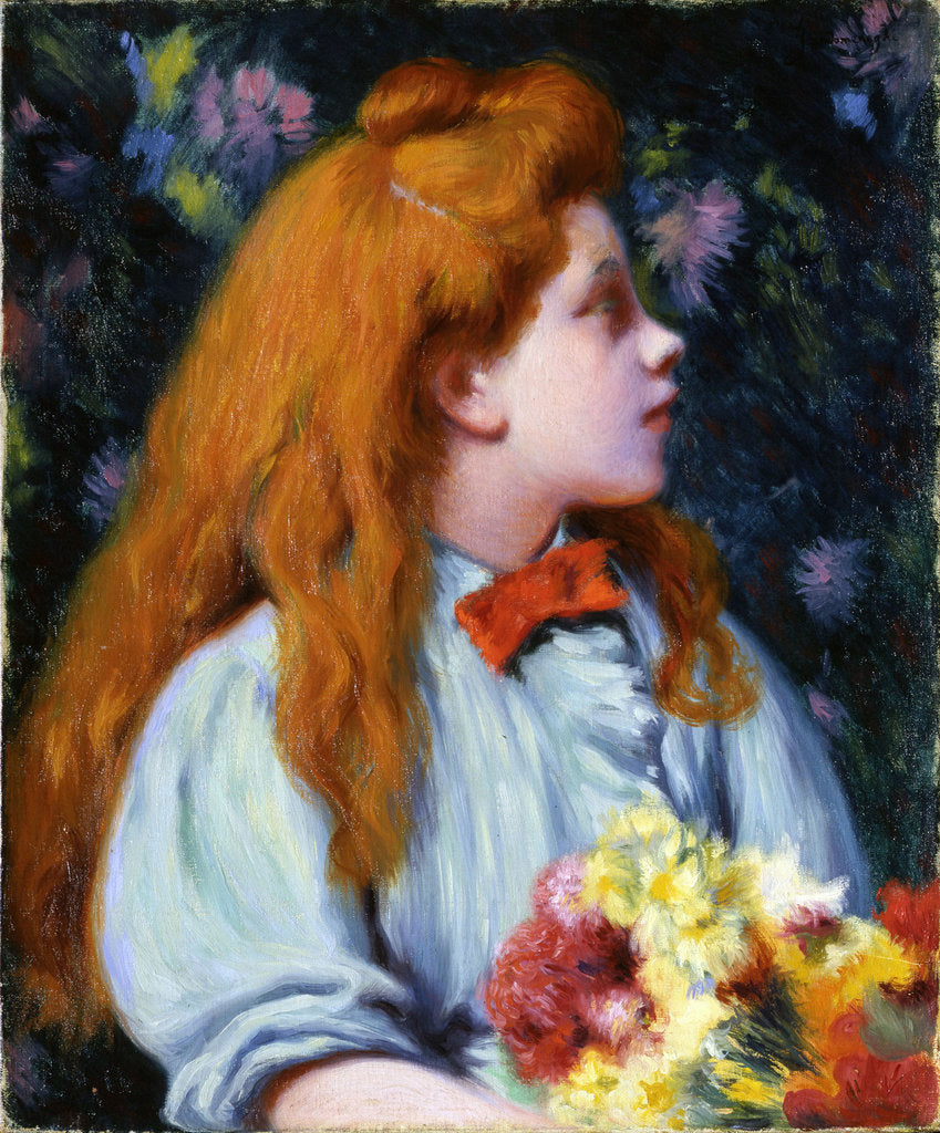 Detail of Girl with flowers by Anonymous