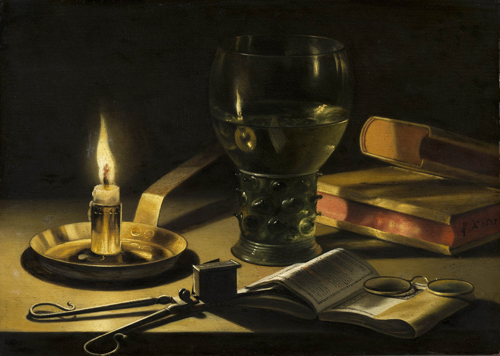Detail of Still Life with a Lighted Candle by Anonymous