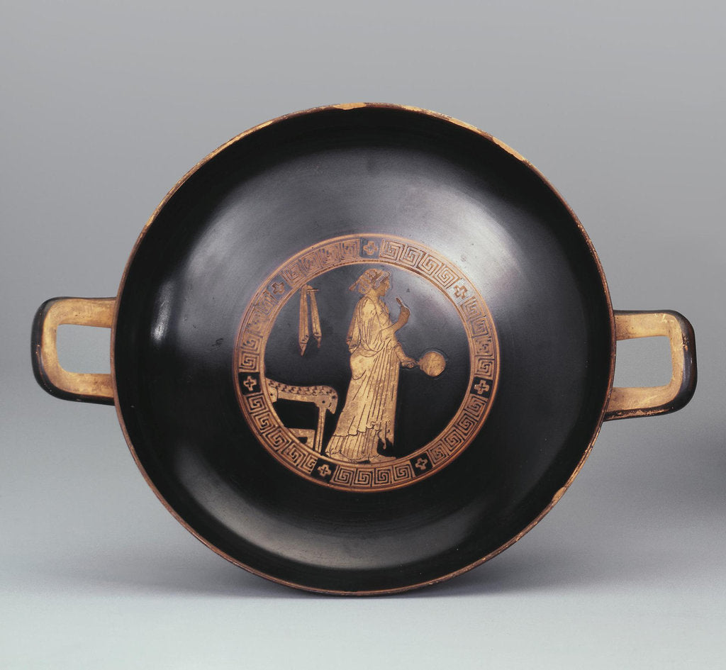 Detail of Kylix. A Woman with a Mirror. Attic pottery by Anonymous