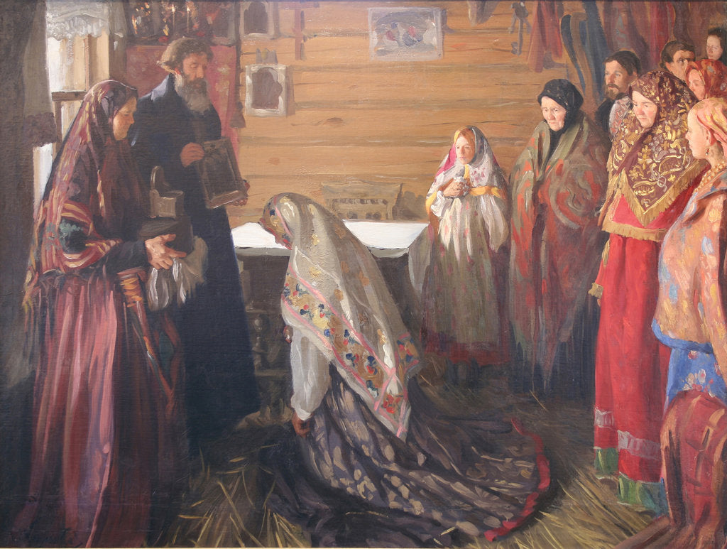 Detail of The old rite of blessing the bride in Murom by Anonymous