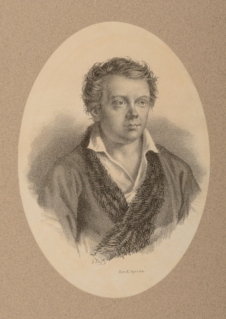 Detail of Portrait of the poet Nikolay Mikhailovich Yazykov by Anonymous
