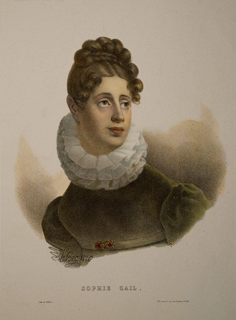 Detail of Portrait of the singer and composer Edmée Sophie Gail by Anonymous