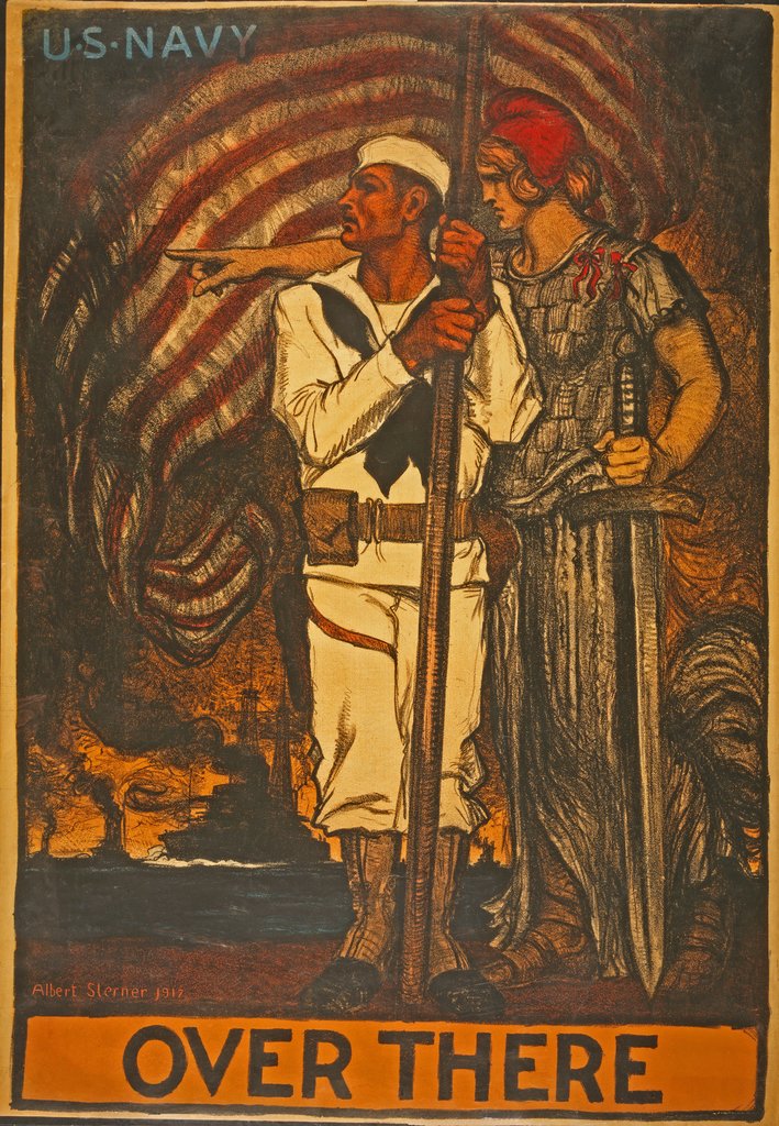 Detail of U.S. Navy Recruitment Poster Over There, 1917 by Anonymous