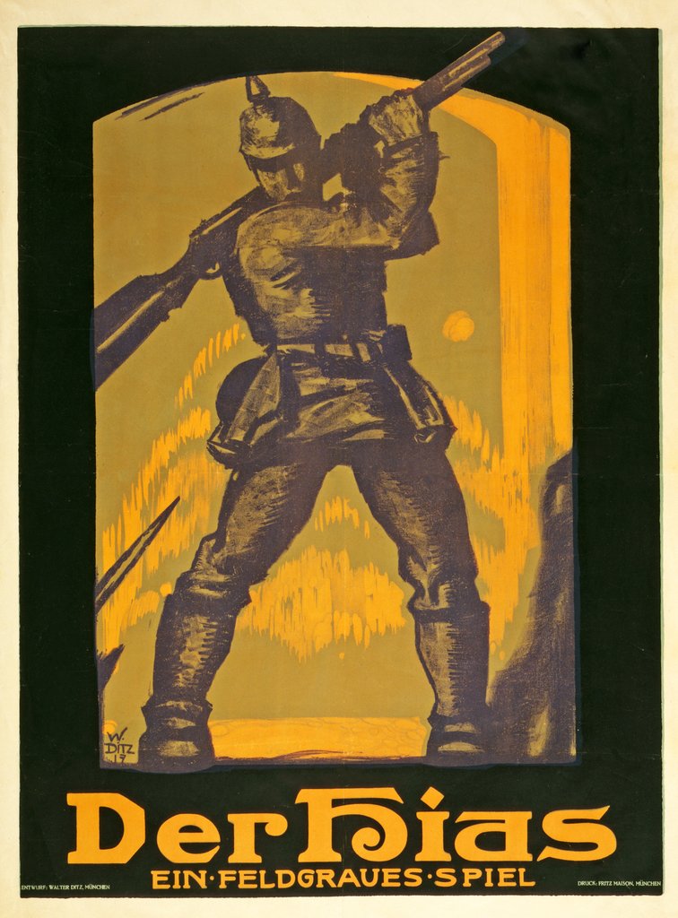 Detail of Poster advertisng a play Der Hias, ein feldgraues Spiel by Heinrich Gilardone, 1917 by Anonymous