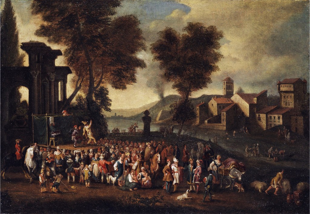 Detail of Commedia dellarte Scene in an Italian Landscape by Anonymous