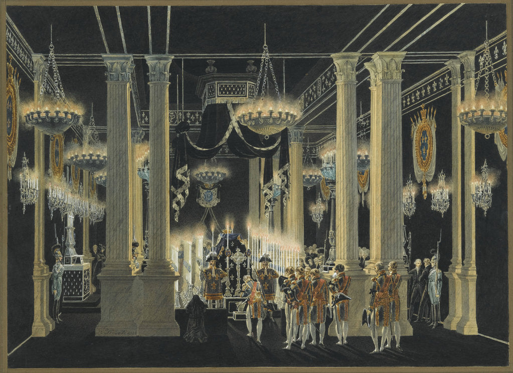 Detail of Chapelle Ardente of Charles Ferdinand dArtois, Duke of Berry in Louvre, February 1820 by Anonymous