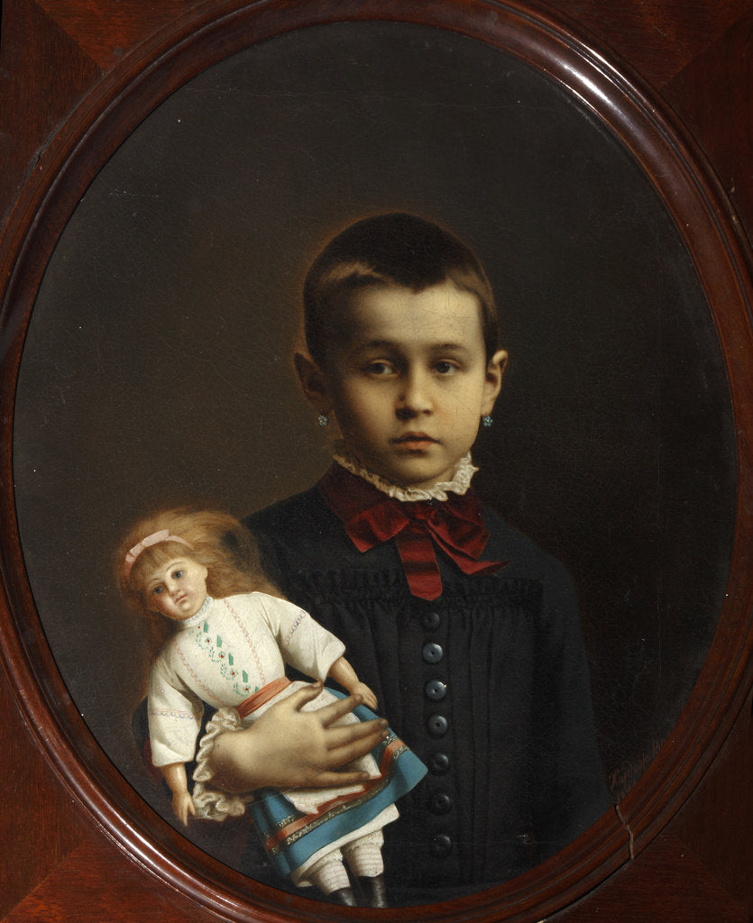 Detail of Portrait of a Girl With Doll In Her Hand by Anonymous