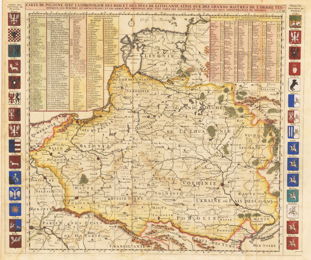 Detail of Map of Poland includes portions of Livonia and Grand Duchy of Moscow by Anonymous