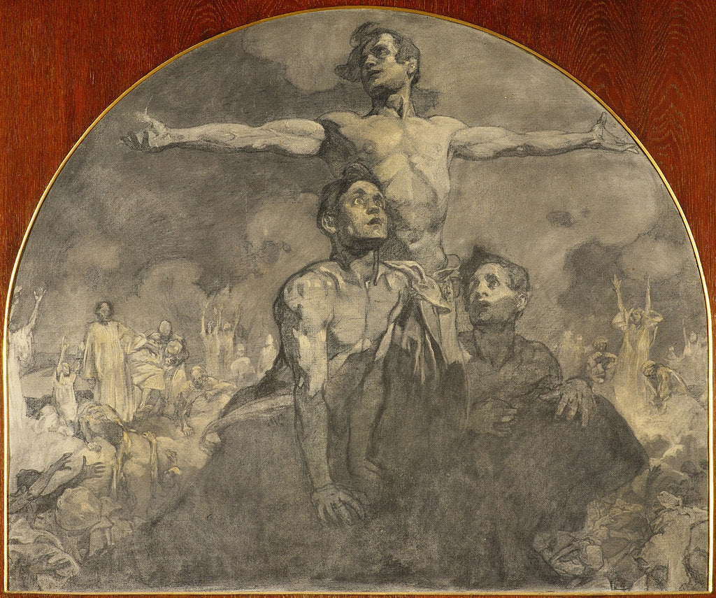 Detail of By force towards freedom, with love towards unity! Study for the mural at the Lord Mayors Hall, Pra by Anonymous