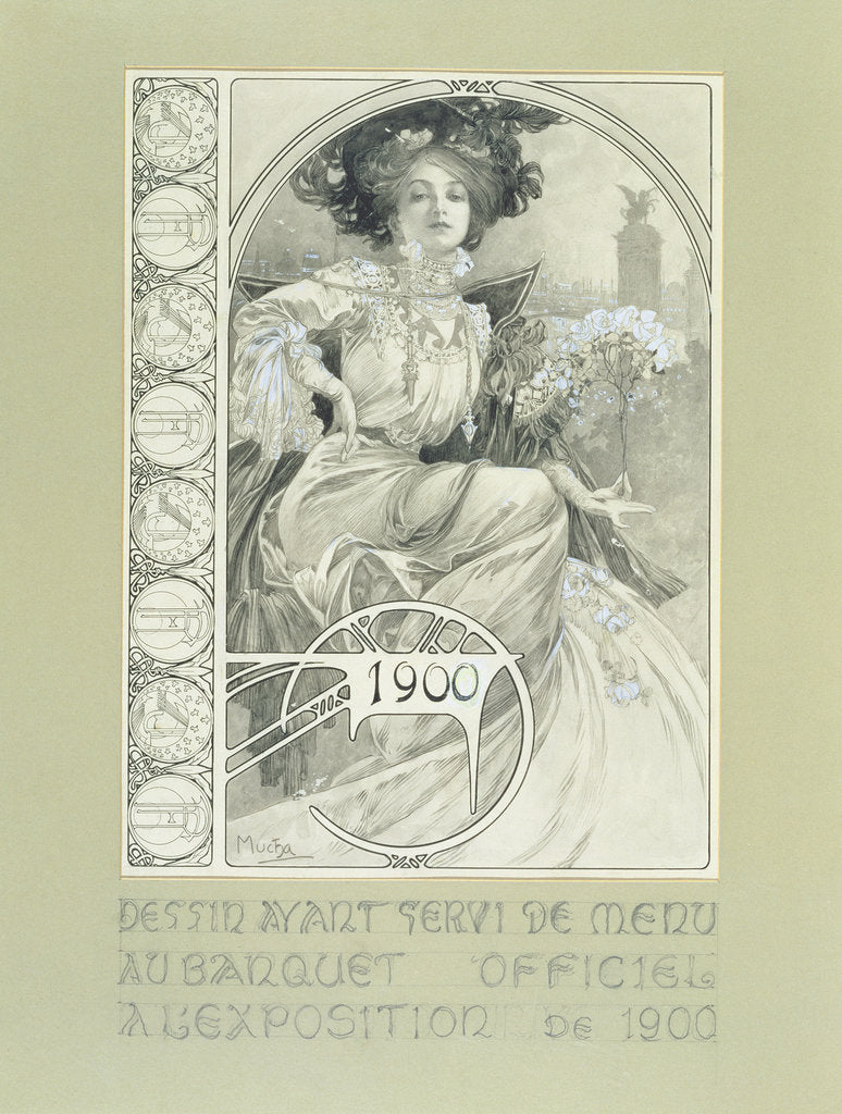 Detail of Official Banquet of the Paris International Exhibition 1900. Design for the menu by Anonymous
