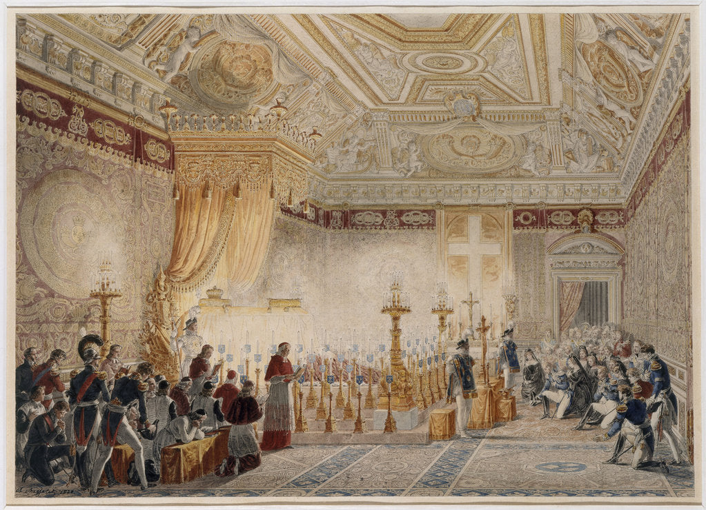 Detail of Chapelle Ardente of Louis XVIII at the throne room of the Tuileries on September 1824 by Anonymous