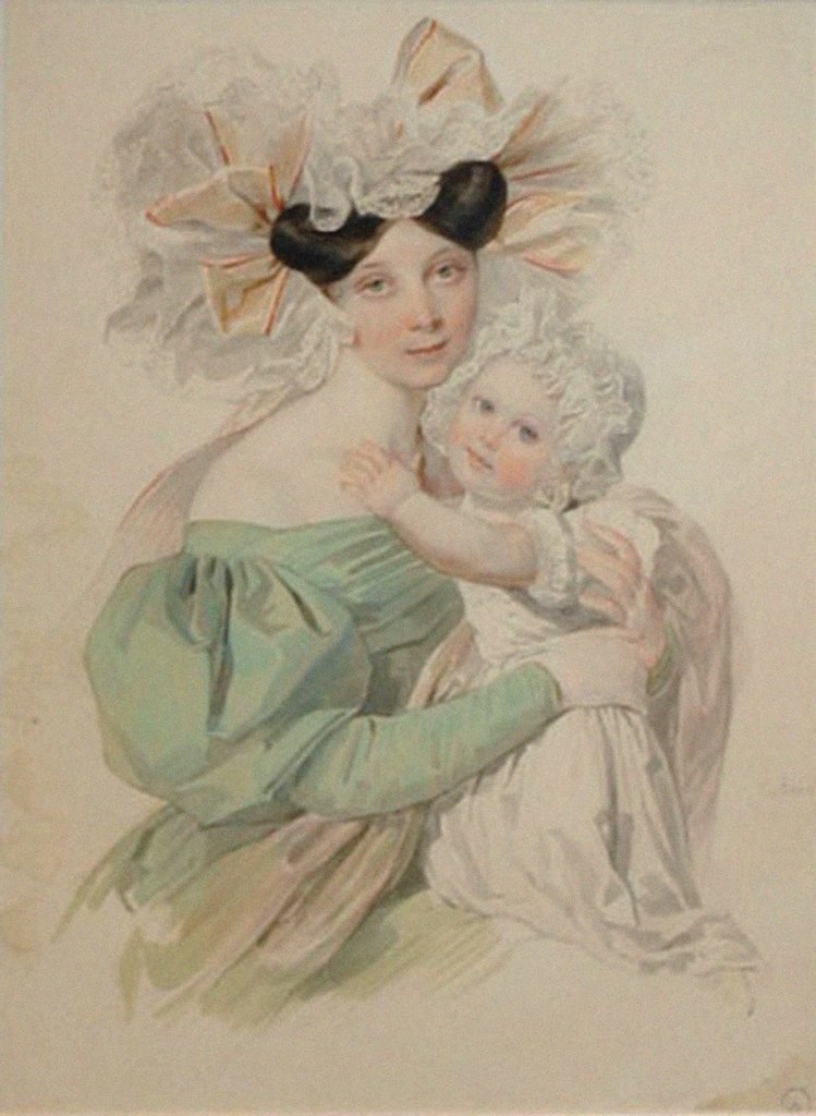 Detail of Portrait of Maria Trofimovna Pashkova, née Countess von Baranov, with daughter Alexandra by Anonymous