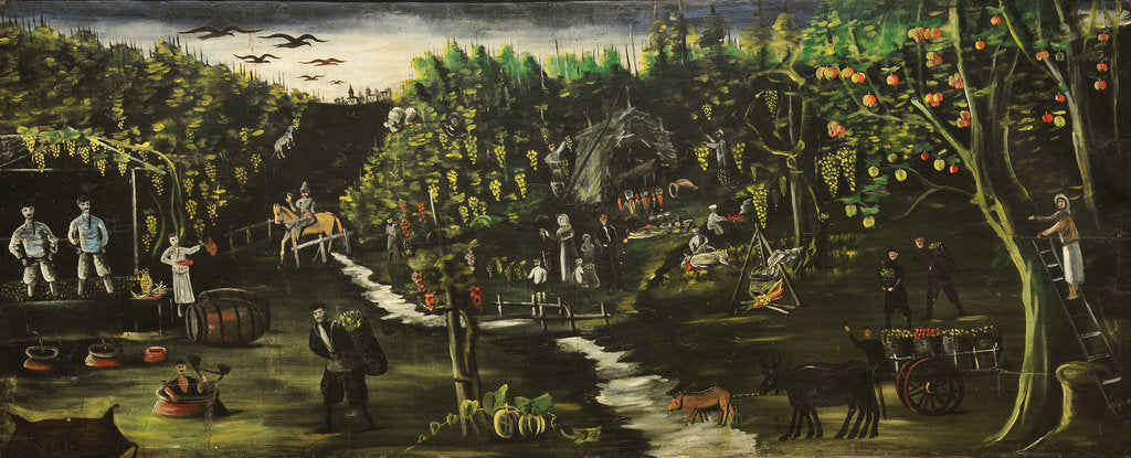 Detail of Harvesting grapes by Anonymous