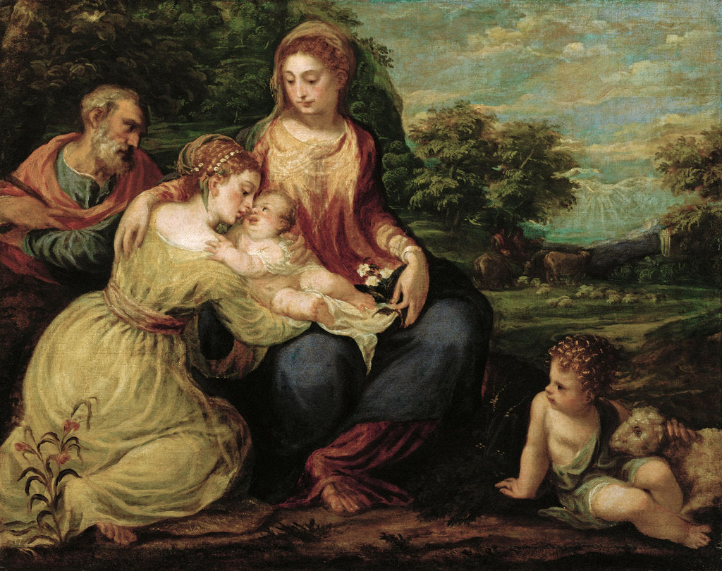 Detail of The Holy Family with Saints Catherine and John the Baptist by Anonymous