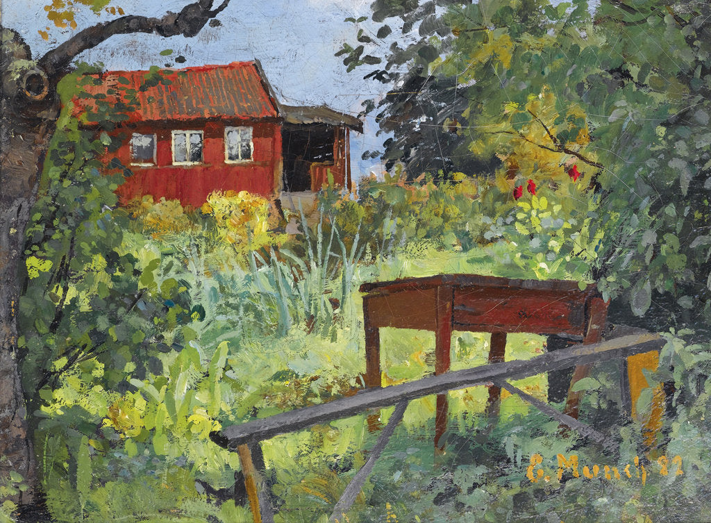Detail of Garden with Red House by Anonymous