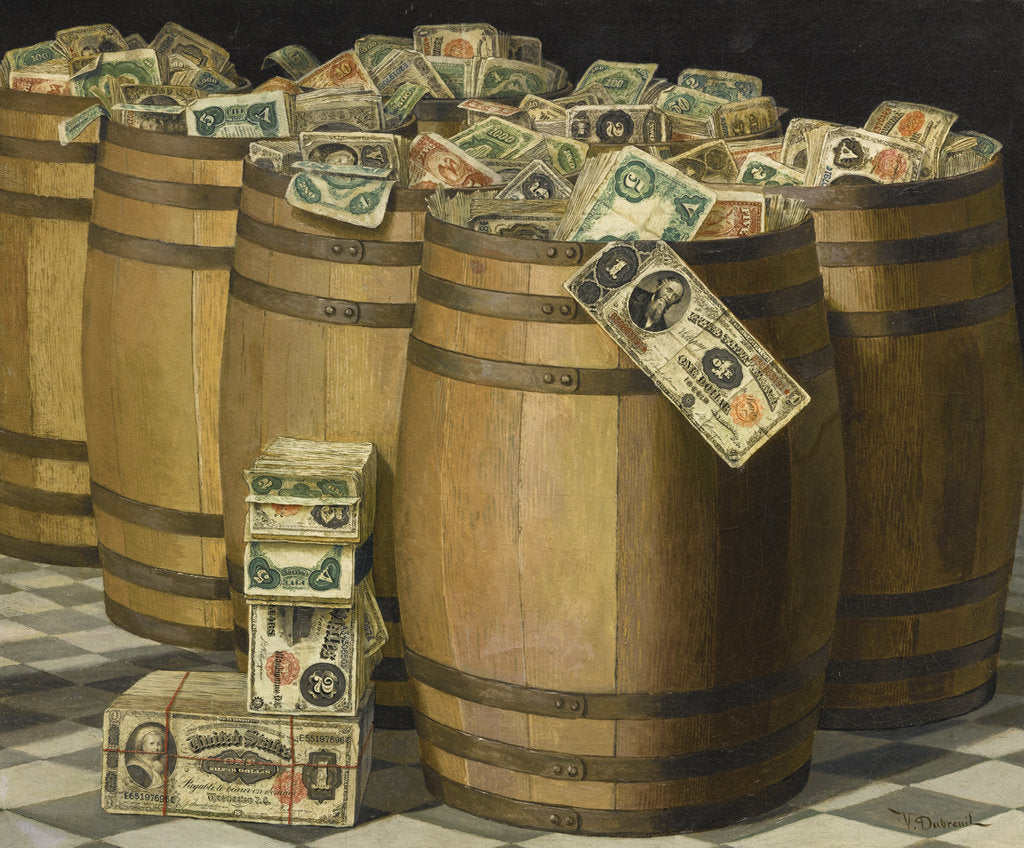 Detail of Barrels of Money by Anonymous