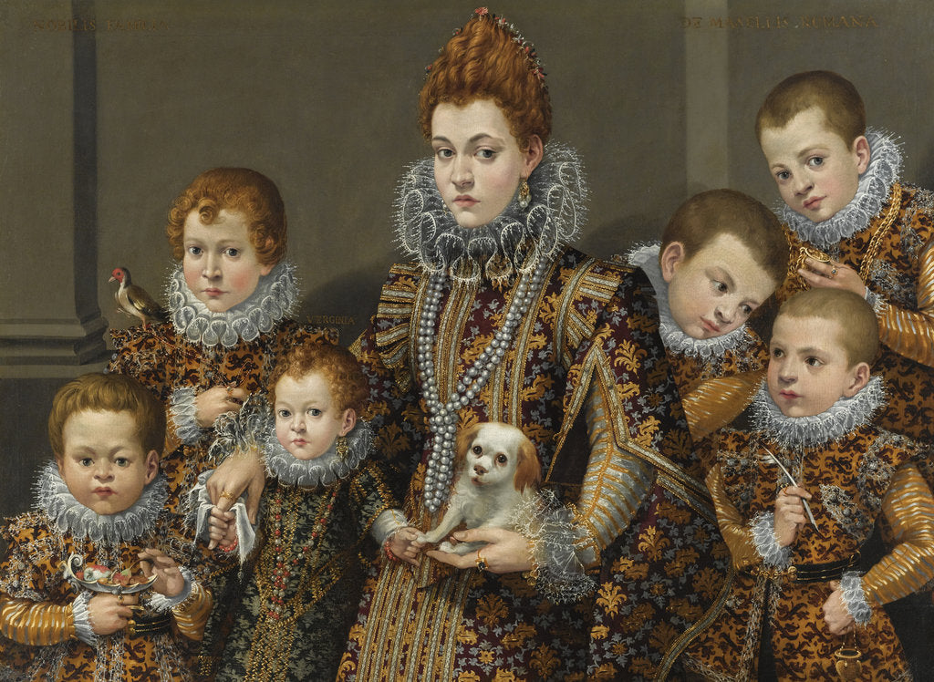 Detail of Portrait of Bianca degli Utili Maselli with her six children by Anonymous