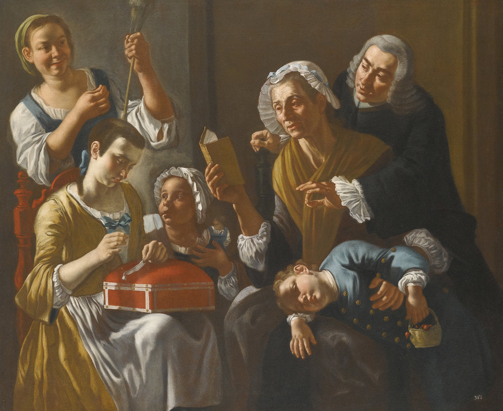 Detail of The Sewing Lesson by Anonymous