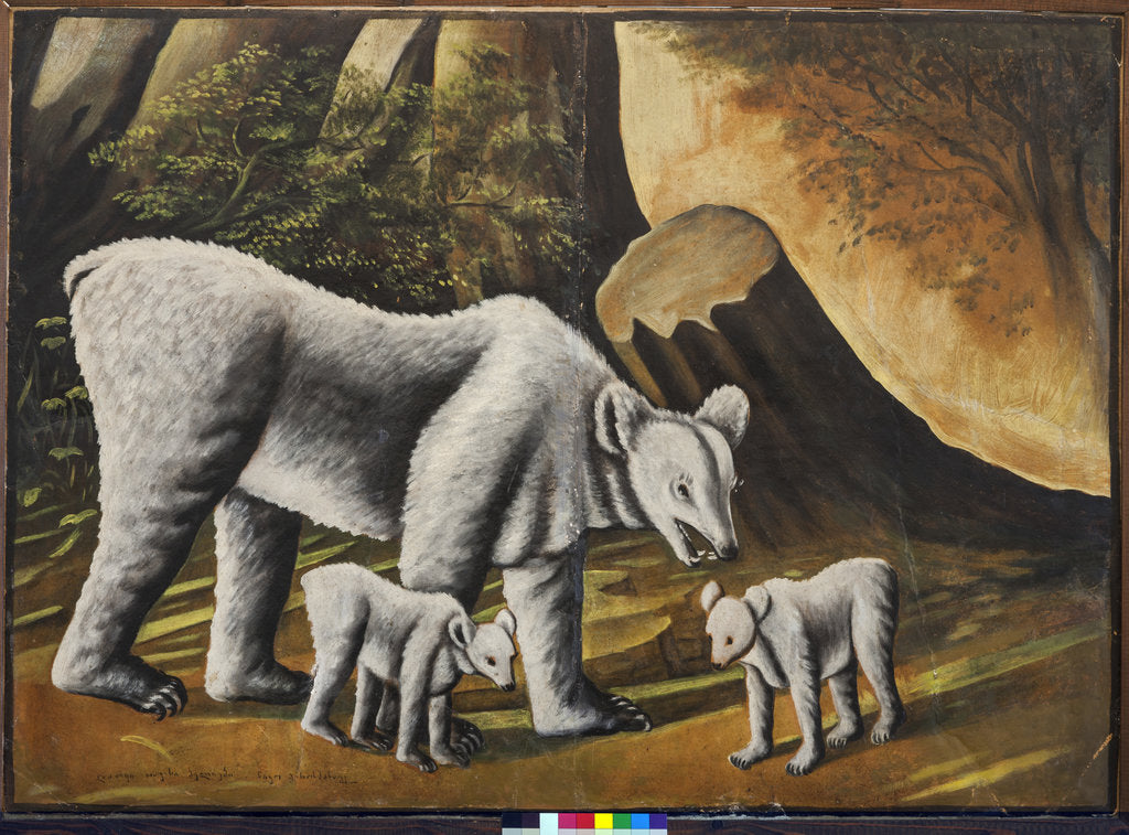 Detail of A she-bear with baby bears by Anonymous