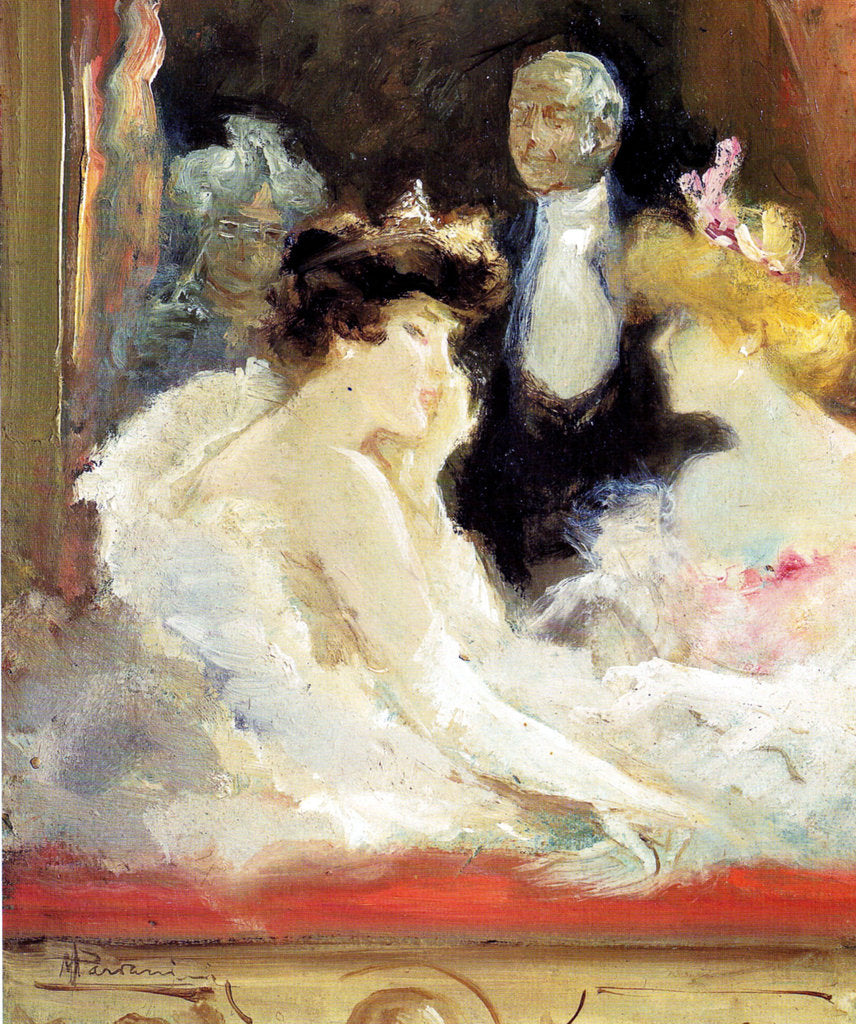 Detail of At a box of the Teatro alla Scala by Anonymous