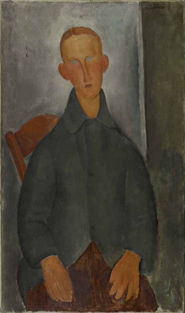 Detail of Seated boy with red hair and grey jacket by Anonymous