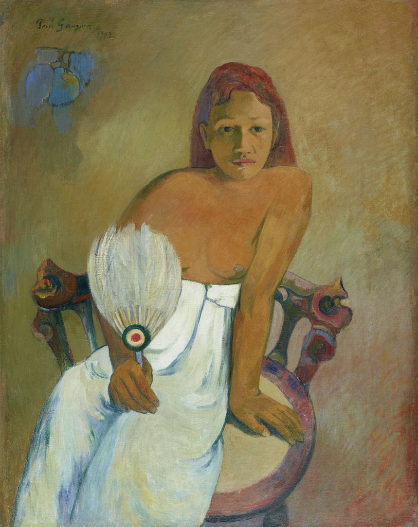 Detail of Woman with a Fan by Anonymous