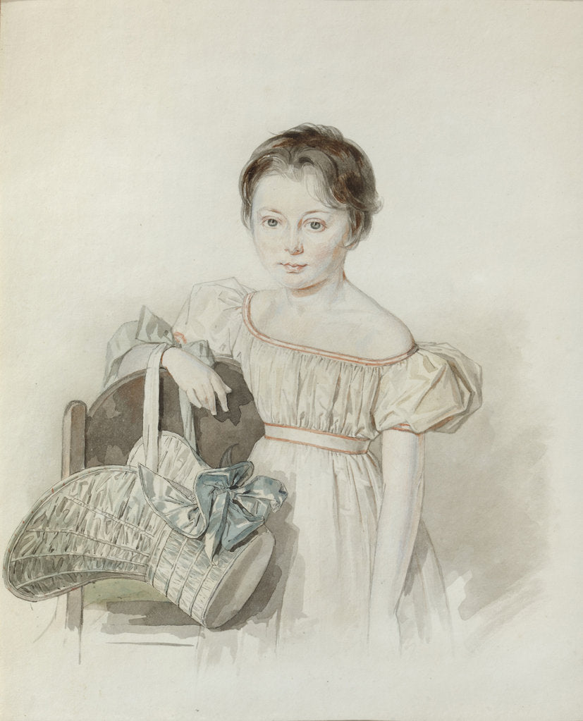Detail of Portrait of a Girl With Hat In Her Hand by Anonymous
