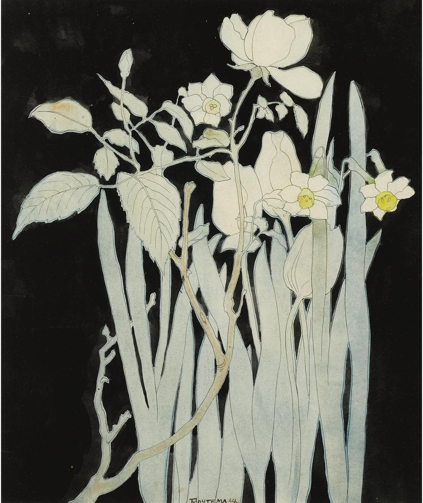 Detail of Daffodils And Roses by Anonymous