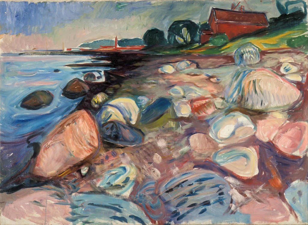 Detail of Shore with Red House by Anonymous