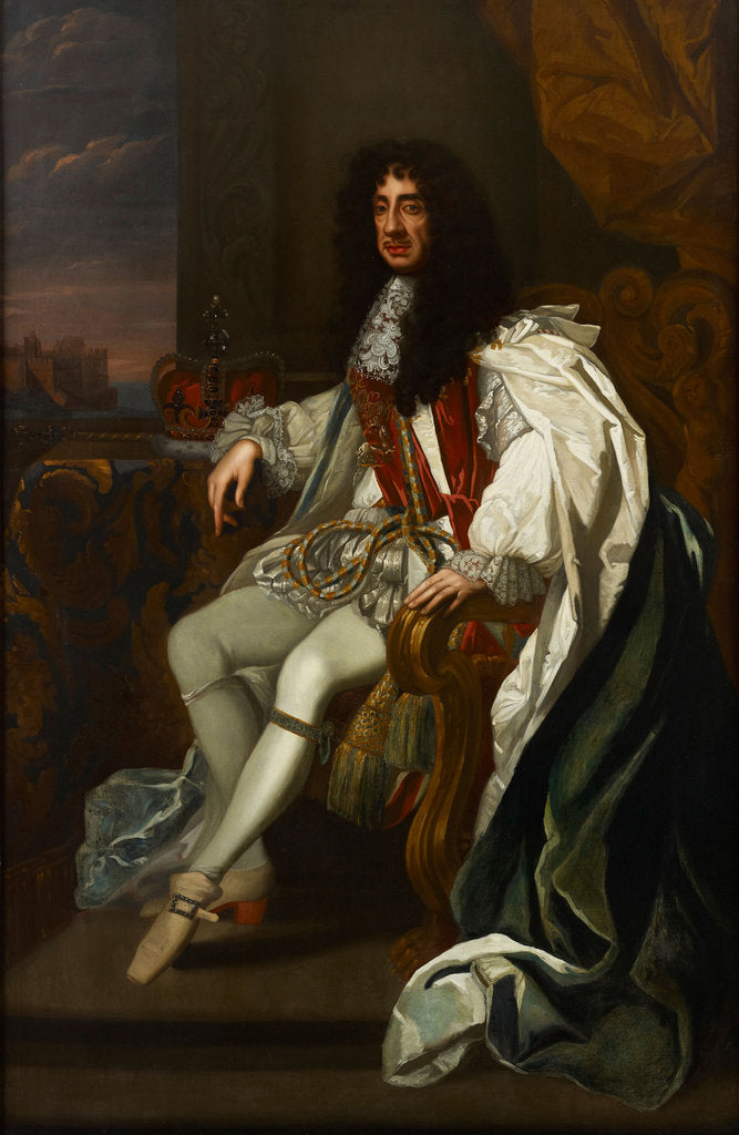 Detail of Portrait of Charles II of England, in the robes of the Order of the Garter by Anonymous