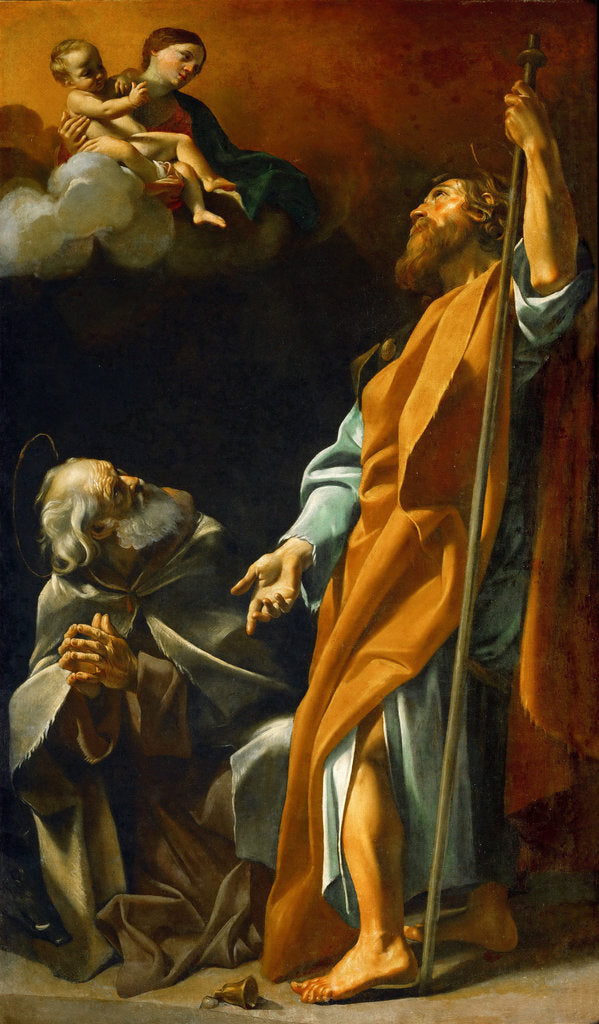 Detail of Virgin Mary appears to Saints James and Anthony Abbas by Anonymous